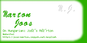 marton joos business card